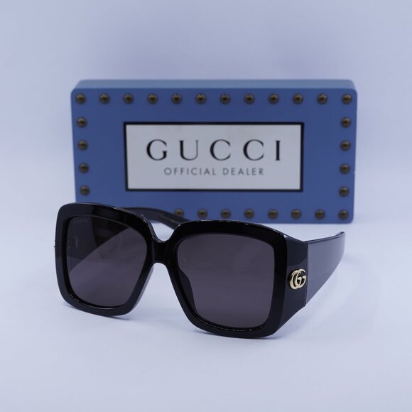 Gucci GG1402SA 001 Square Sunglasses - Black/Grey - Picture 1 of 10